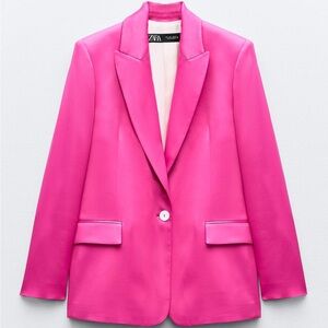 Zara pink fushia blazer satin Sz S